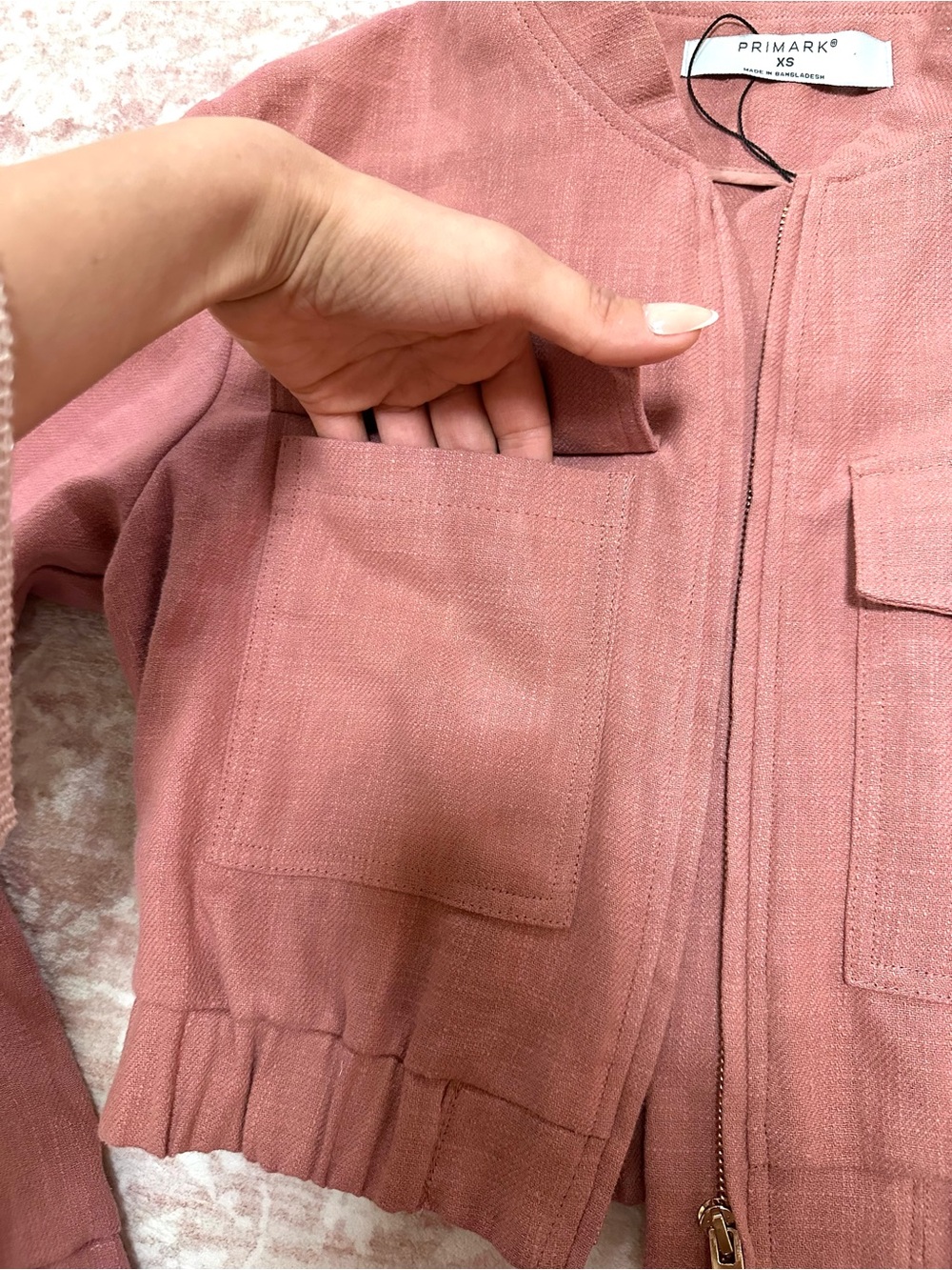 NWT 🪷 PRIMARK Dusty Rose Cropped Cargo Jacket - Picture 9 of 13